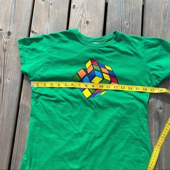 Rubik's Cube Kelly Green Graphic Short Sleeve Casual Tee T-Shirt - Picture 6 of 7